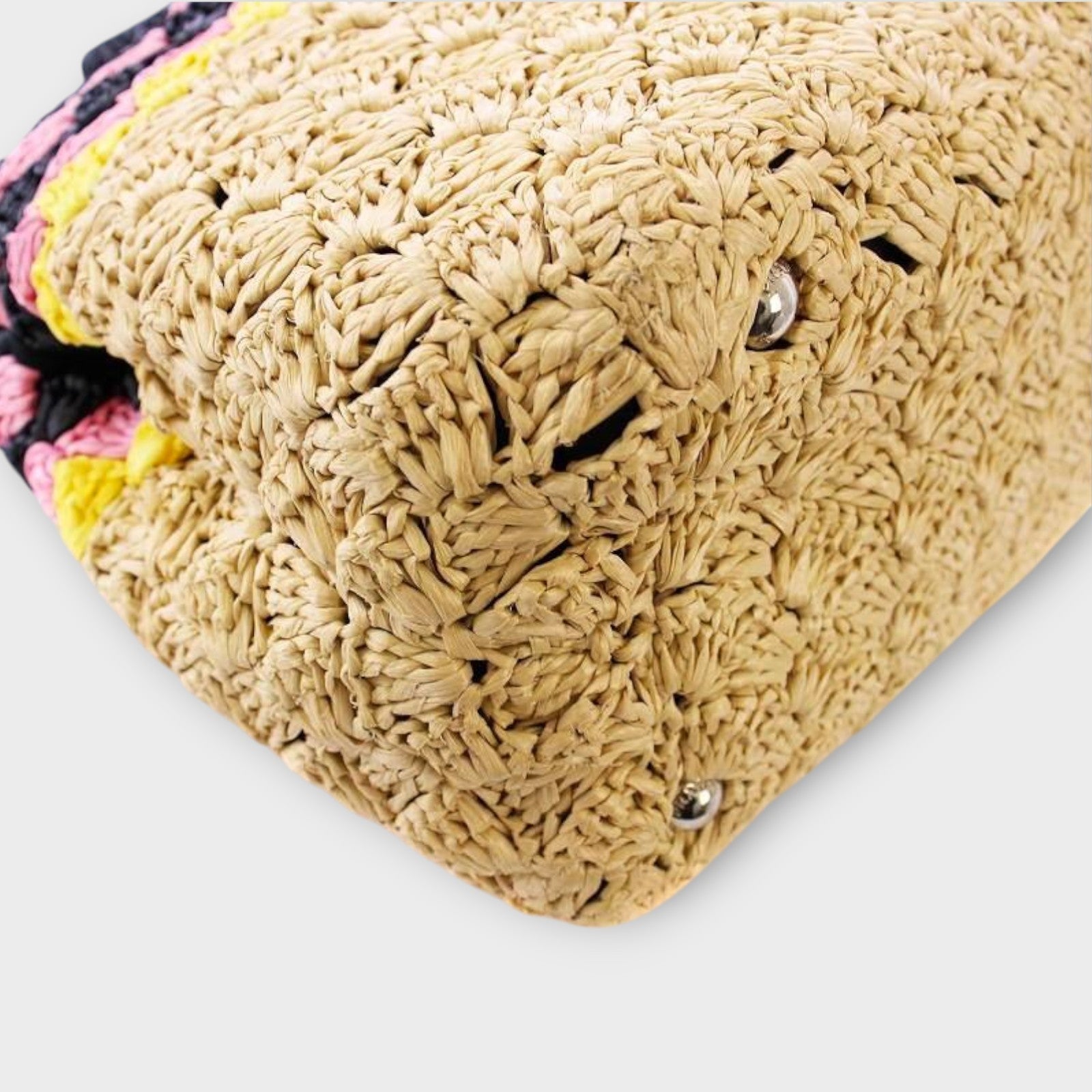 PRADA Canapa Raffia Basket Bag Tote Bag Handbag Beige 1BG889