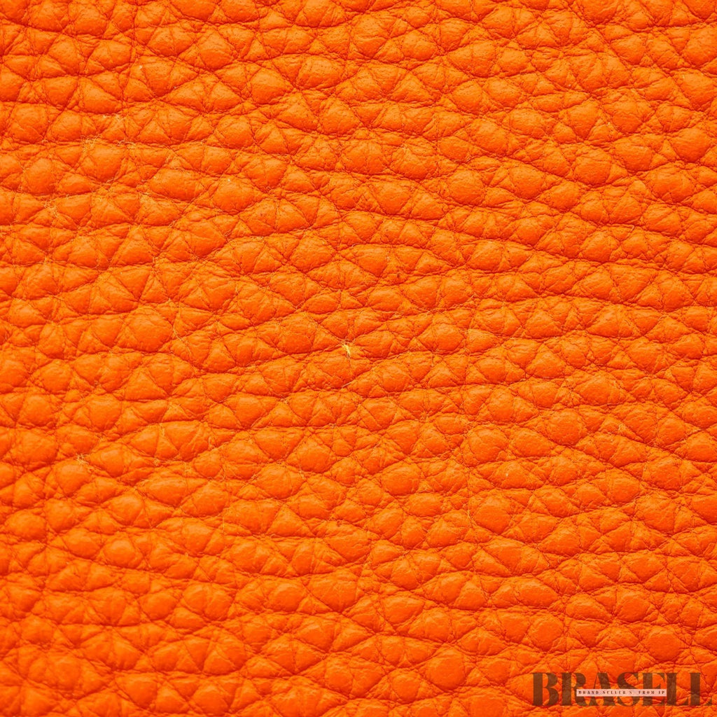 HERMES Kelly 28 Orange Silver Metal Taurillon Clemence 2way Handbag Shoulder Bag