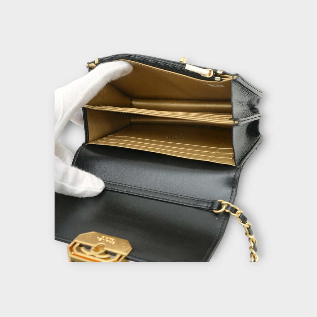 Chanel Matrasse mini flap bag in calfskin with black gold hardware AS3720