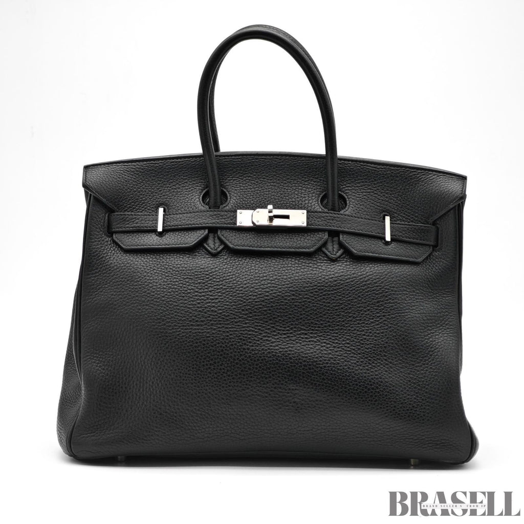 HERMES Birkin 35 Hand Bag Tote Bag Black Noir Taurillon Clemence Women