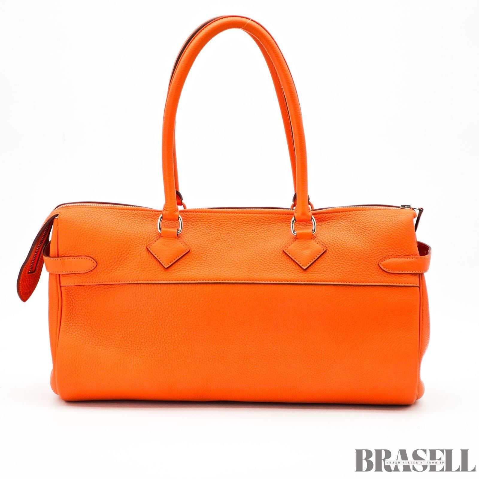 Hermes Atlas 42 Leather Bag Handbag Horizontal Orange Women's Shoulder Bag