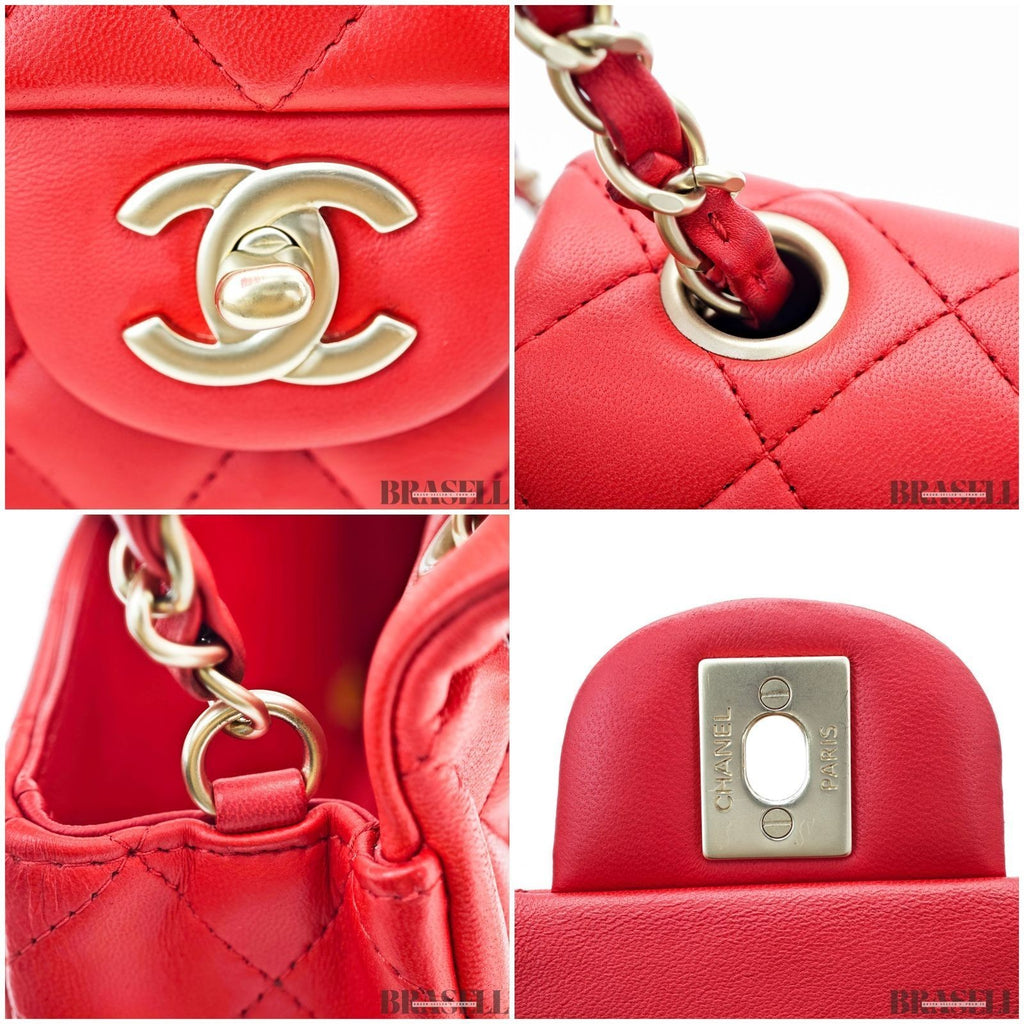Chanel Mini Matelassé 20 Lambskin Single Flap Shoulder Bag Red Women