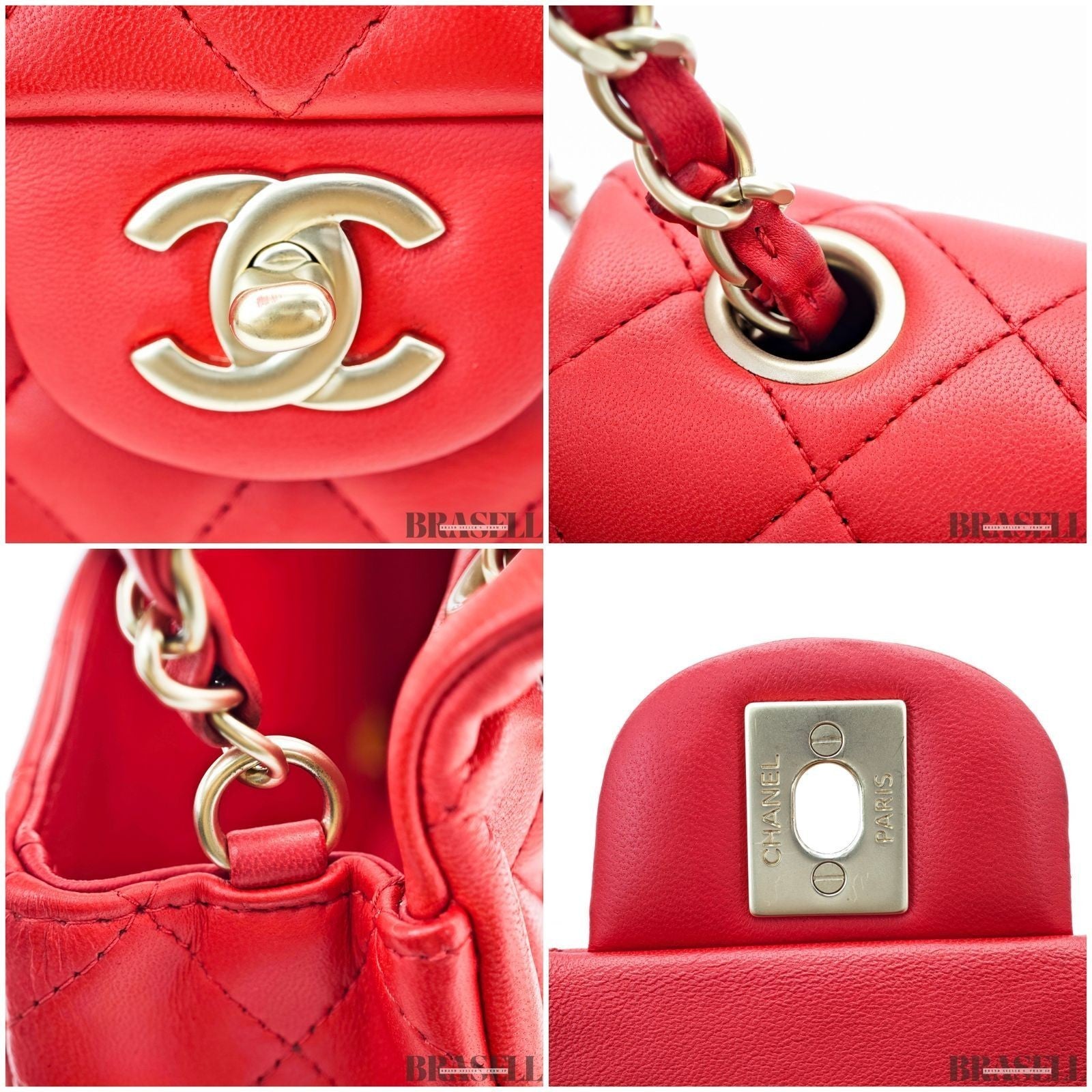 Chanel Mini Matelassé 20 Lambskin Single Flap Shoulder Bag Red Women