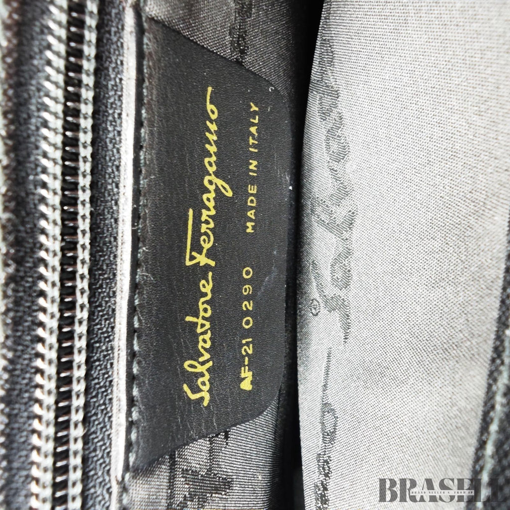 Ferragamo Gancini 2-Way Shoulder Bag Tote Bag Black with Shoulder Strap