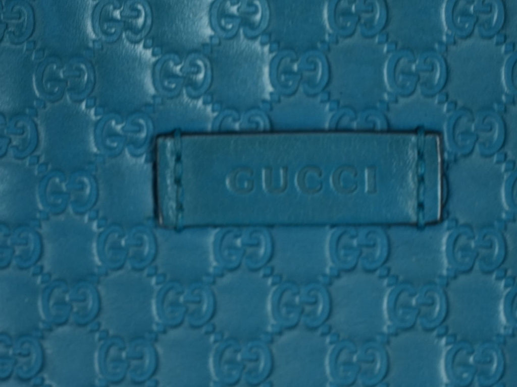 GUCCI Microguccissima GG Pattern Leather Tote Bag Emerald Blue