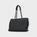 CHANEL Tote bag matrasse caviar skin black silver hardware chain