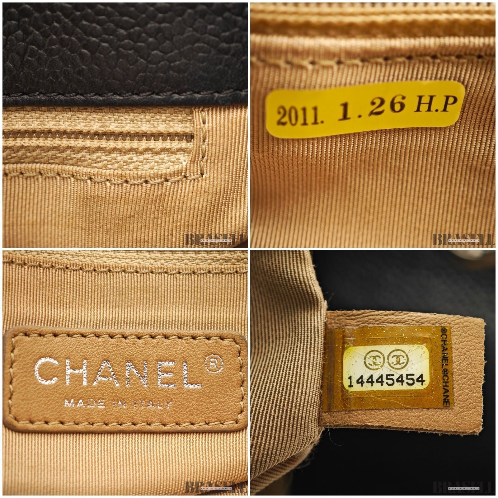 CHANEL Deca Coco Chain Tote Bag Black Caviar Leather Shoulder Bag Warranty Card