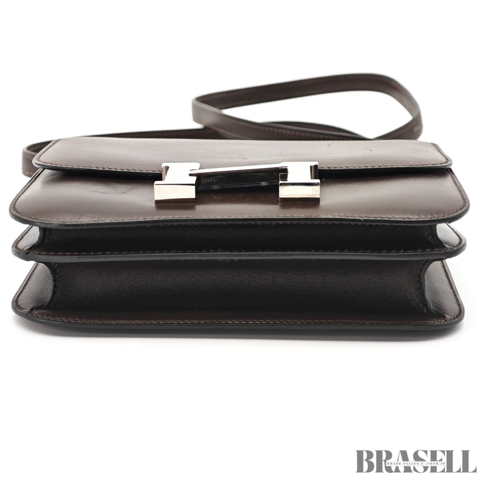 HERMES Constance 3 Mini Shoulder Bag Vos Swift Chocolate Silver Hardware