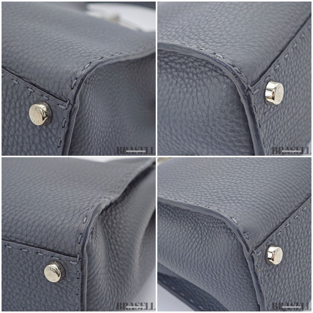 FENDI Peekaboo Selleria 8BN290 Gray Shoulder Bag/Handbag for Commuting Women's