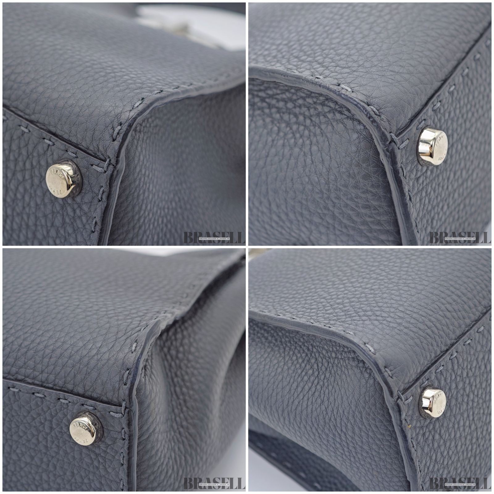 FENDI Peekaboo Selleria 8BN290 Gray Shoulder Bag/Handbag for Commuting Women's