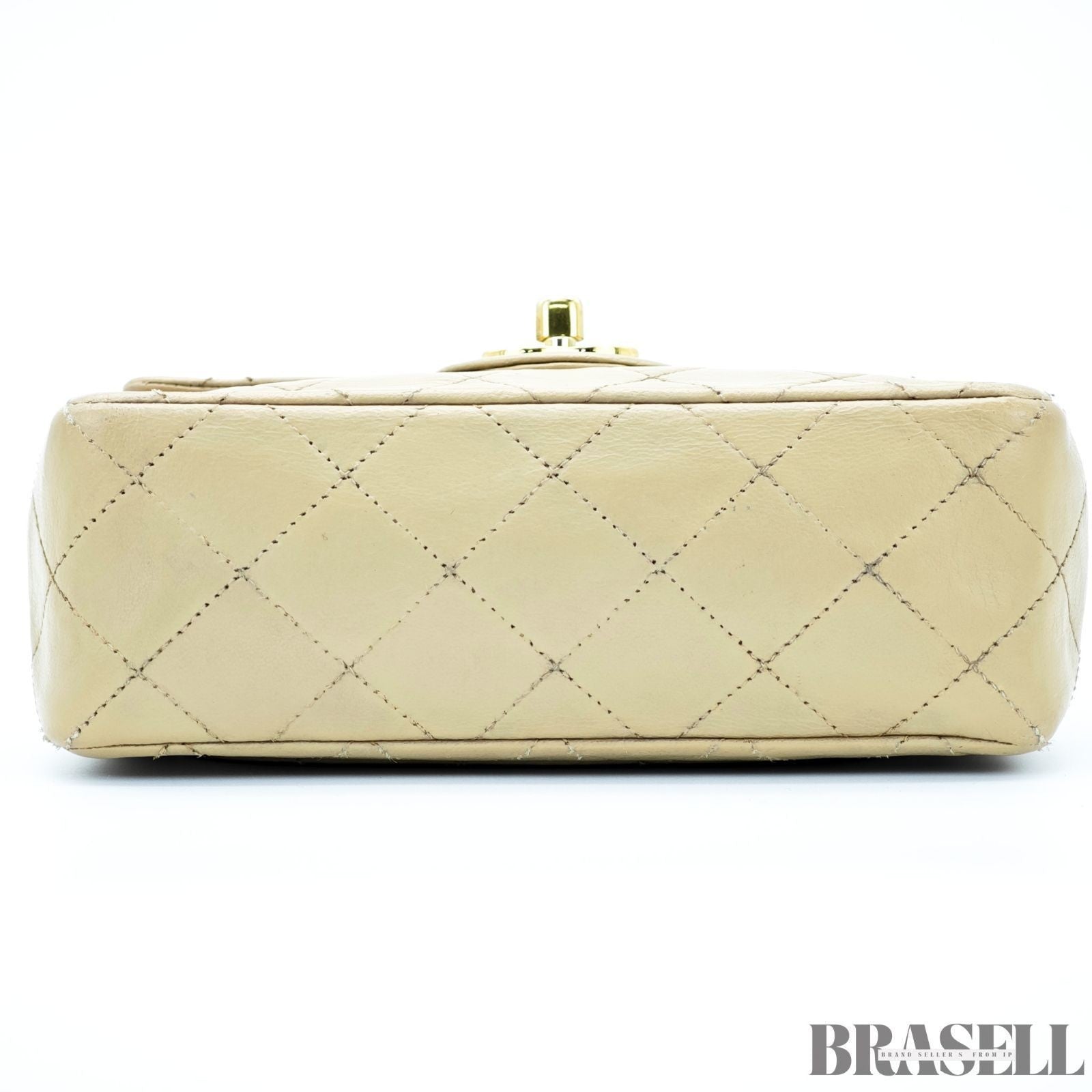 Chanel Mini Matelassé Shoulder Bag Lambskin Flap Compact Beige Women