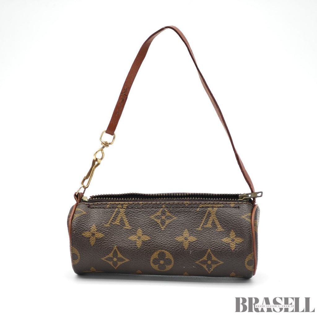 Auth Louis Vuitton Monogram Papillon GM M51365 Handbag Tote Bag Brown w/Poach