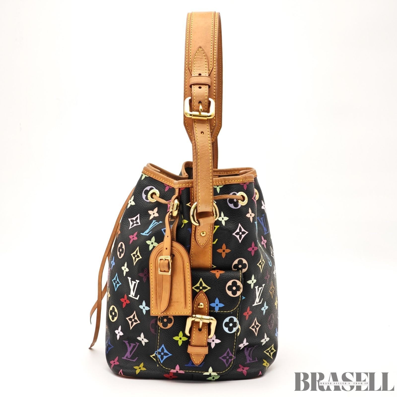 LOUIS VUITTON Monogram Multicolor Petit Noe Bag Handbag Black M42230 Auth