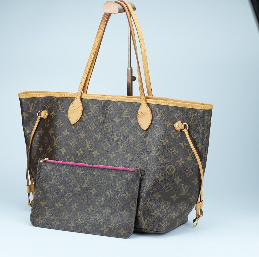 LOUIS VUITTON Monogram Neverfull MM Pivoine Tote Bag with Pouch M41178