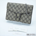 GUCCI Dionysus 476432 GG Supreme Beige Slim Shoulder Bag Silver Hardware Unisex