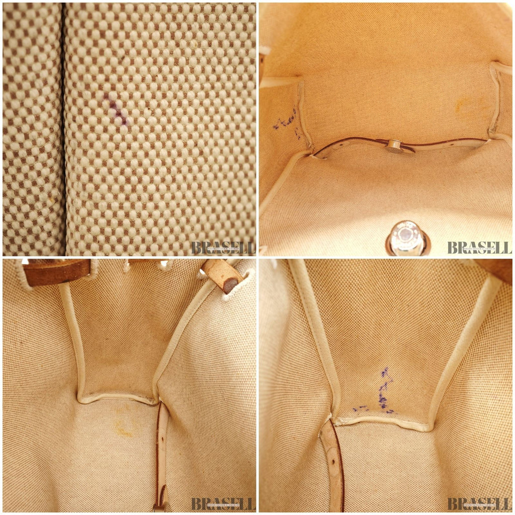 Hermès Herbag MM Handbag Trapezoid Canvas Large Beige Unisex With Padlock