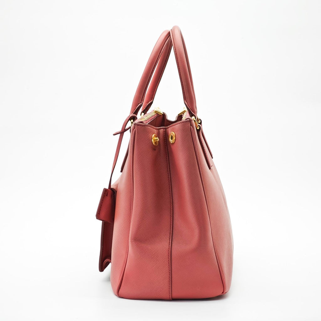 PRADA Saffiano Leather Galleria 2-Way Handbag/Tote Bag Pink with Shoulder Strap