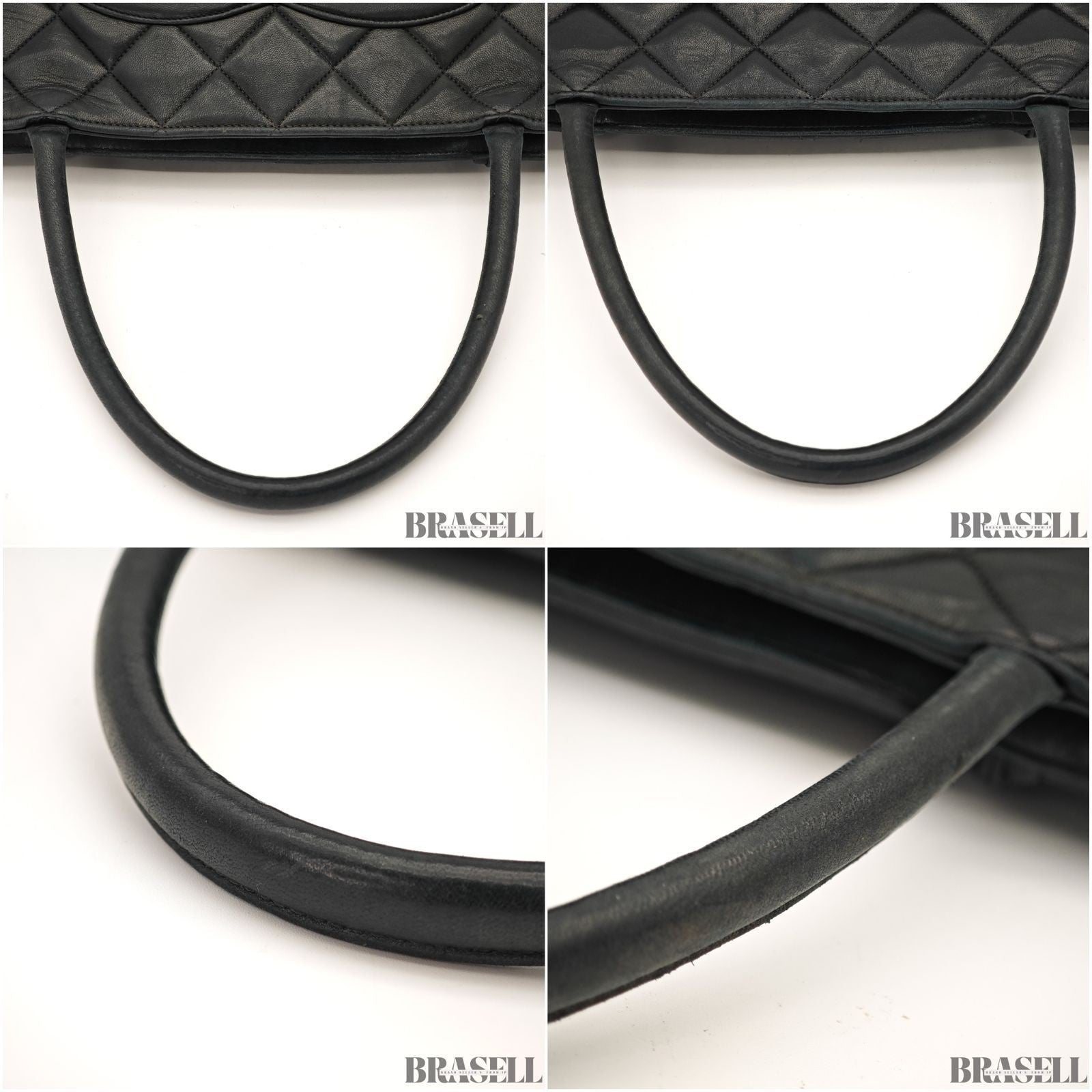 CHANEL Caviar Skin Black Tote Bag Handbag CC Logo with Warranty Card