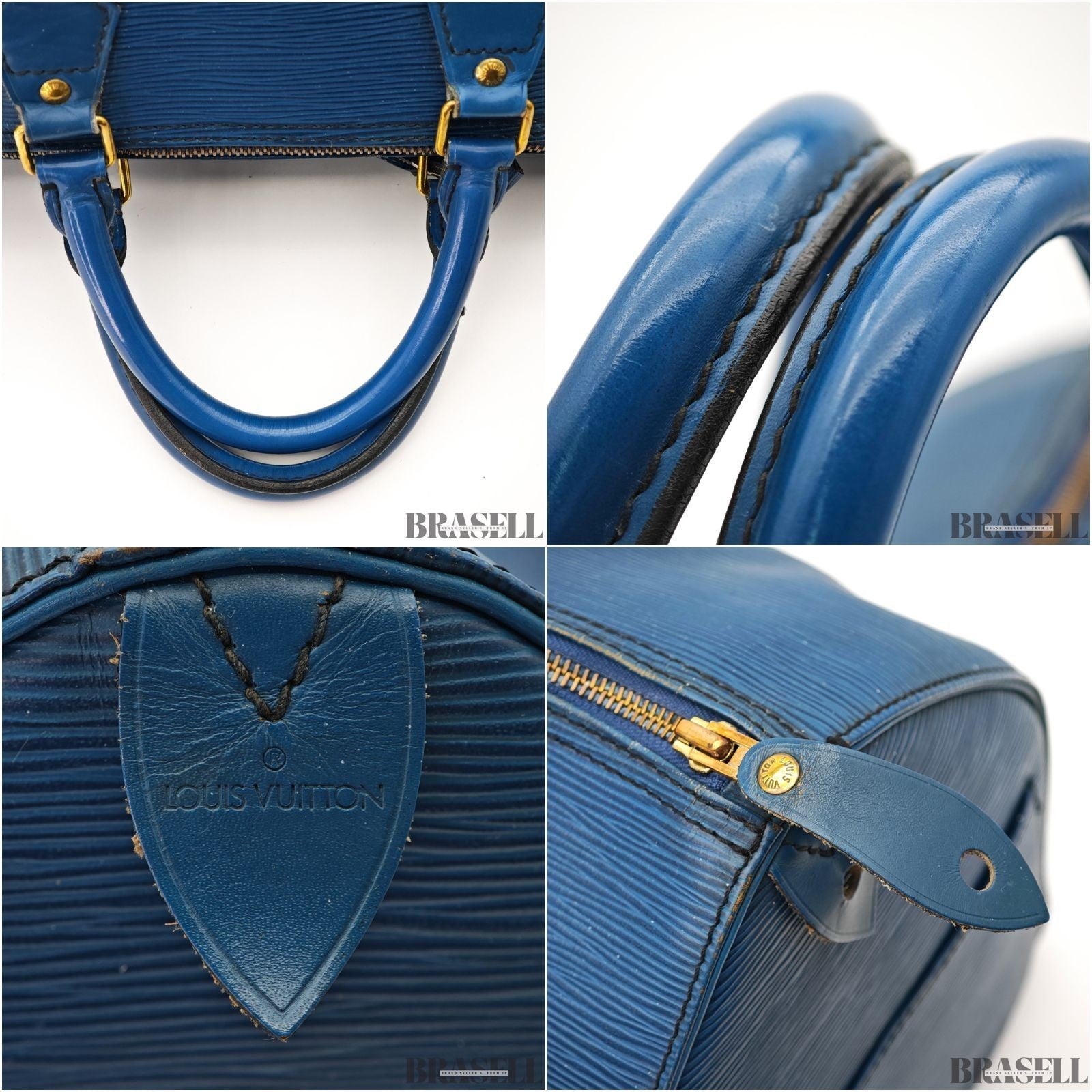 LOUIS VUITTON M42985 Epi Speedy 40 Boston Bag Handbag Blue Leather VI1900