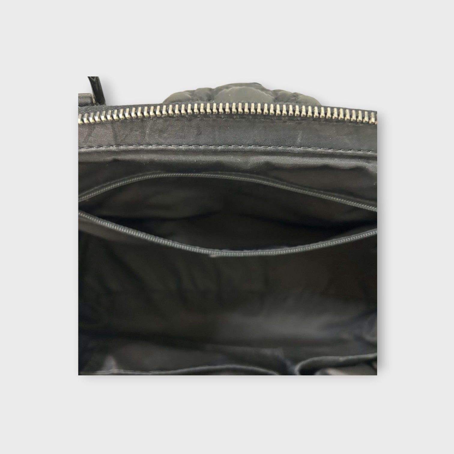 Christian Dior Handbag Tote Bag Leather Nylon Black Silver Hardware 【B】