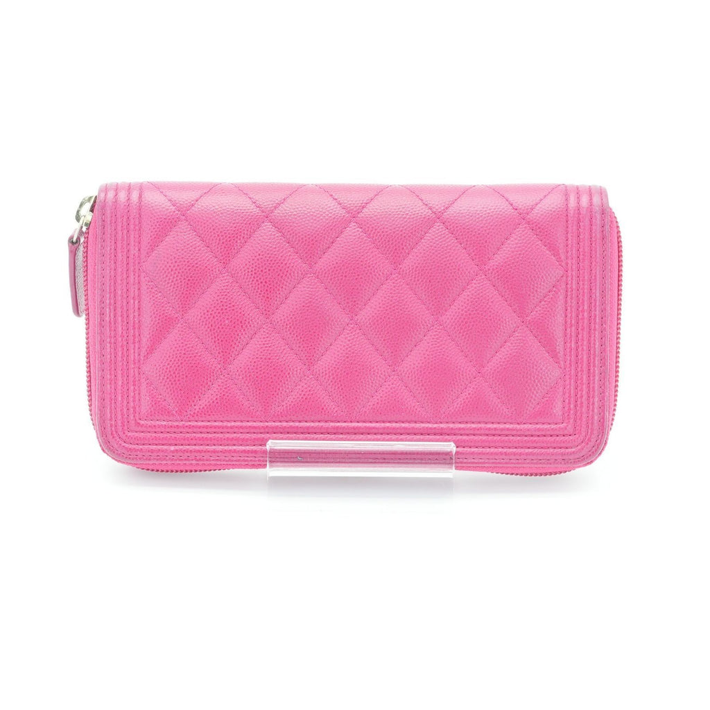 CHANEL Boy Chanel Caviar Leather Long Wallet Pink Women's 23 Series