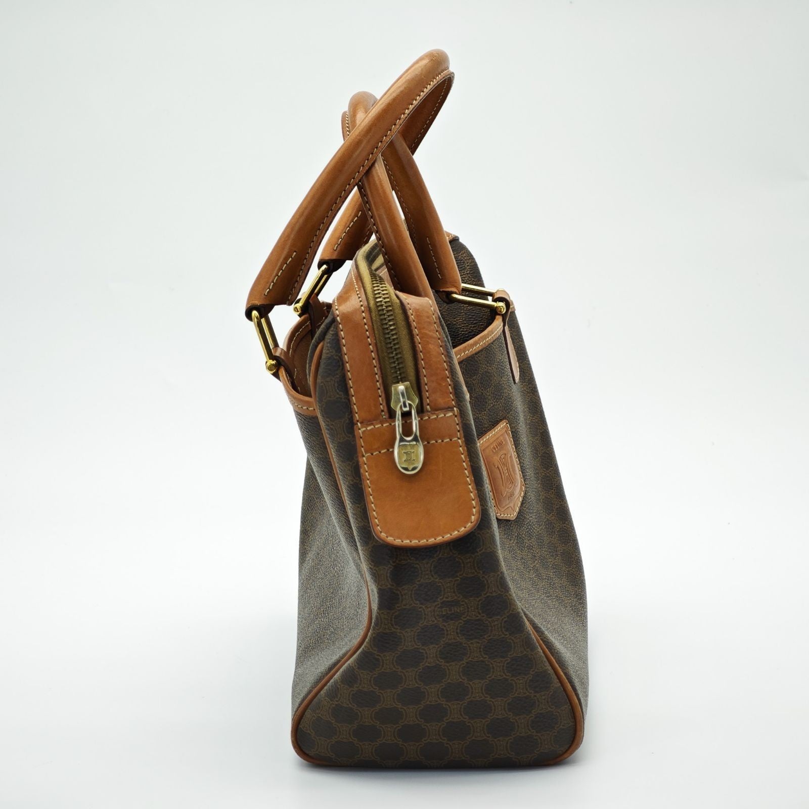 CELINE Macadam Handbag Mini Boston Bag Brown Women's