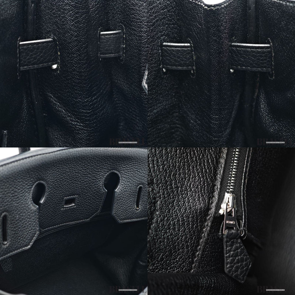 HERMES Birkin 35 Hand Bag Tote Bag Black Noir Taurillon Clemence Women