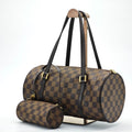 LOUIS VUITTON Damier Papillon 30 N51303 Cylindrical Bag Brown