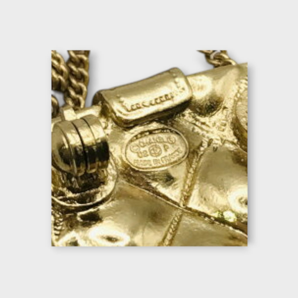 Chanel Coco Mark Matelassé Bag Motif Double Chain Gold【A】