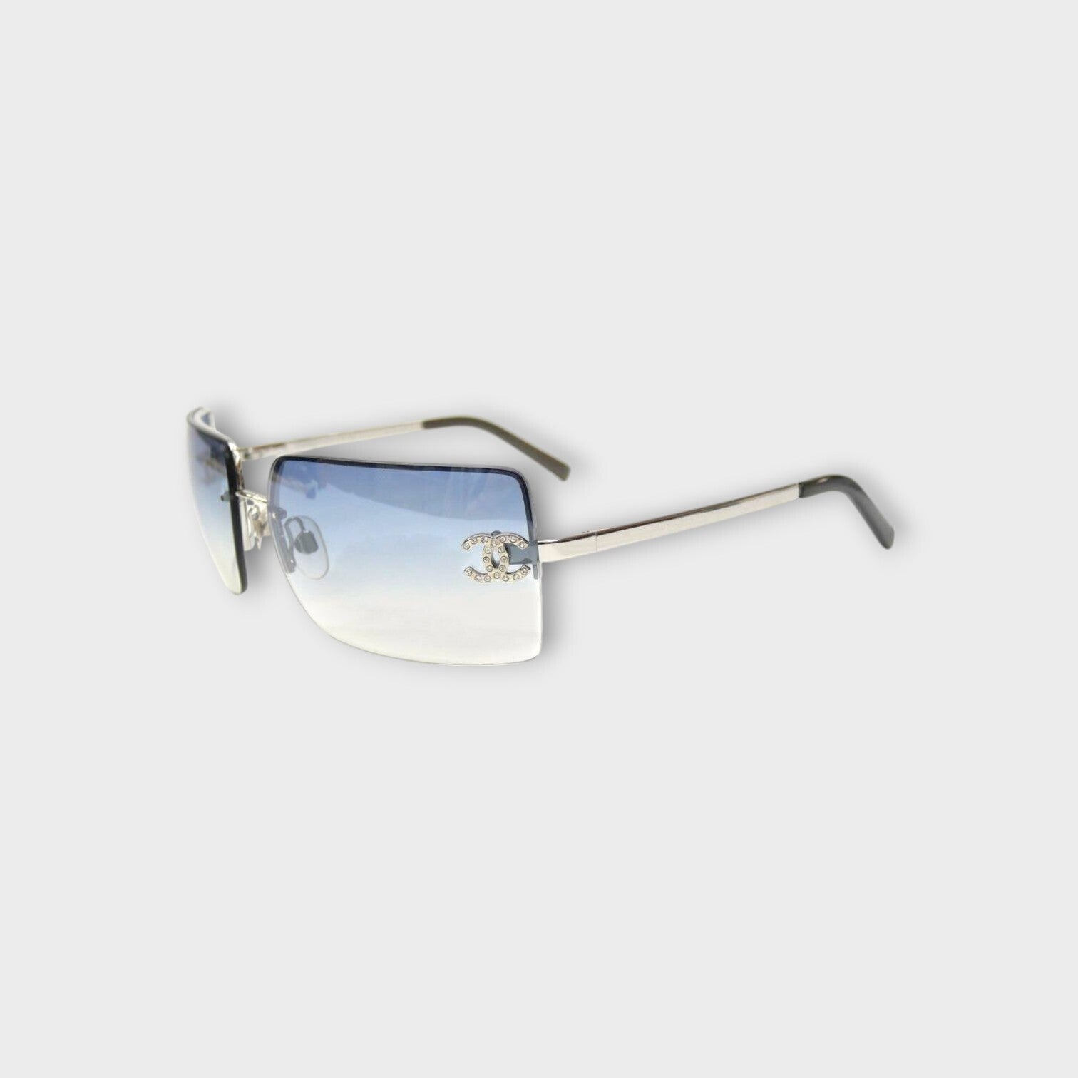 CHANEL 4092-B Blue Gradient Sunglasses Coco Mark 62□15-120 Rhinestone 【A】