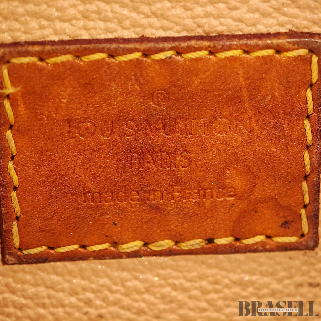 LOUIS VUITTON Logo Pochette Cosmetic PM Pouch Monogram Leather Brown M47515