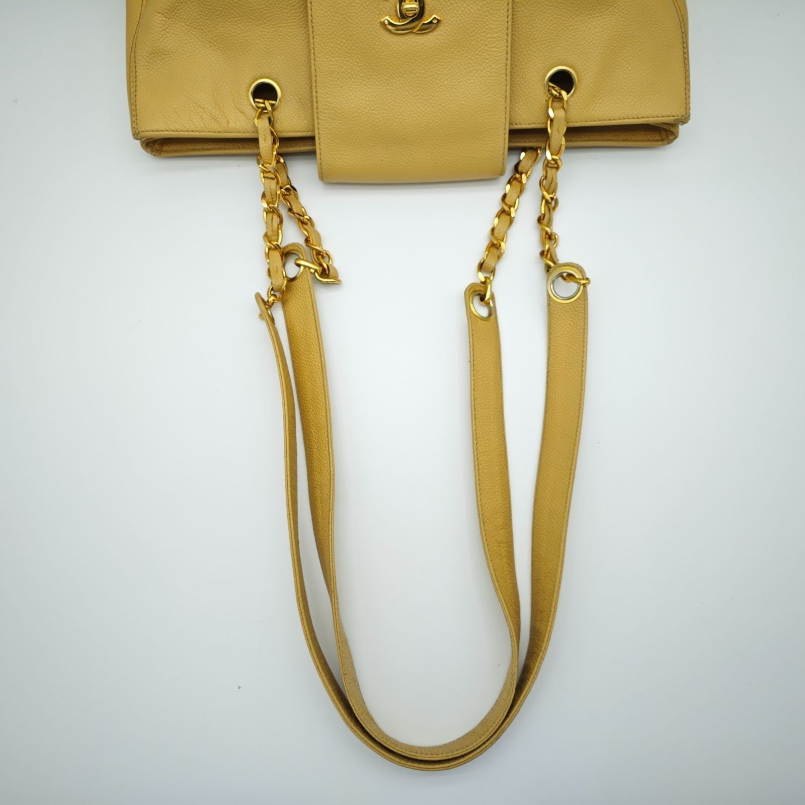 CHANEL Turnlock Chain Tote Bag Beige Women's