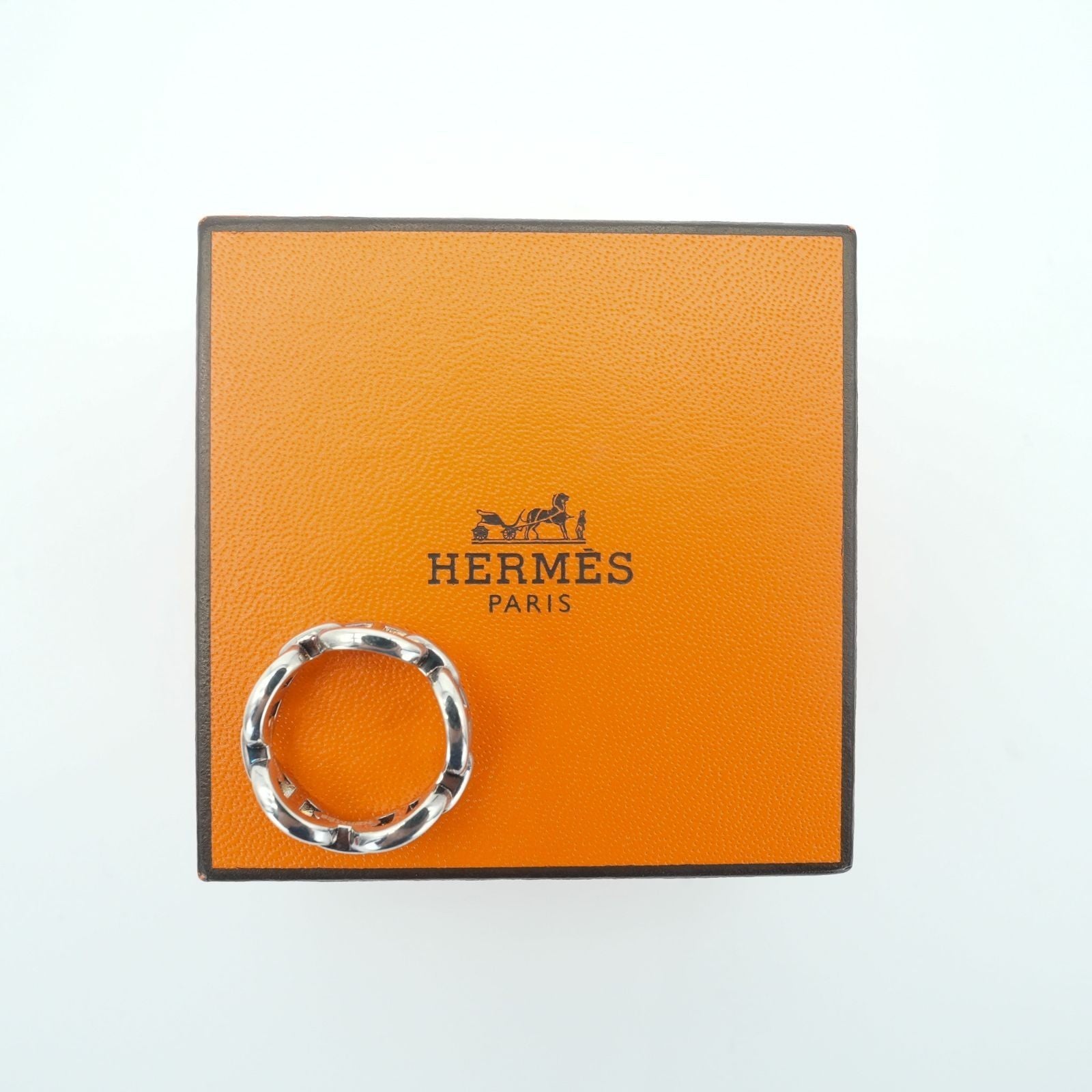 HERMES Anchaîne Chaine d'Ancre Ring Men's Silver SV925 #56