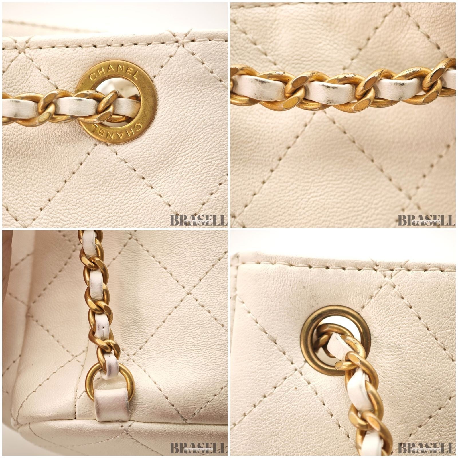 Chanel Matelassé Chain Backpack White Rucksack Bag Gold Hardware Women