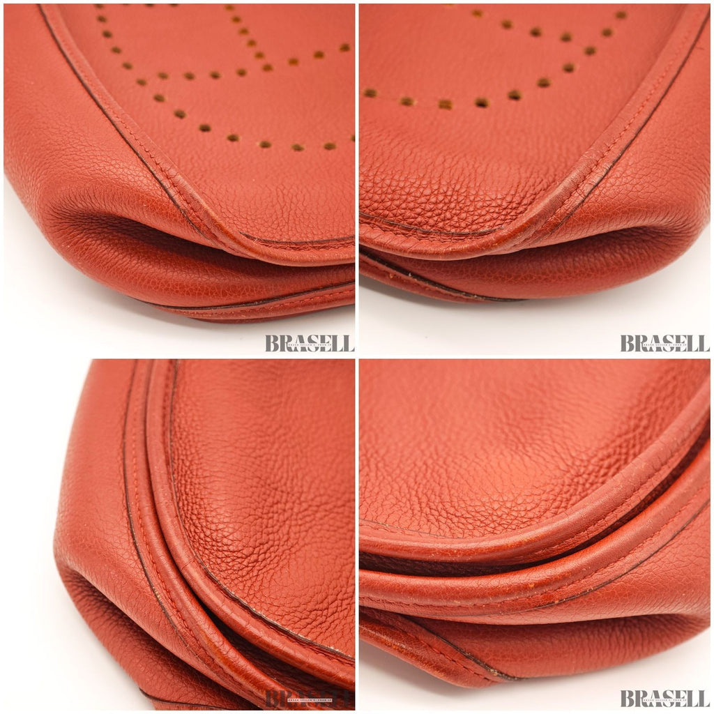 HERMES Evelyne II Shoulder Bag Brown Clemence Leather with Strap