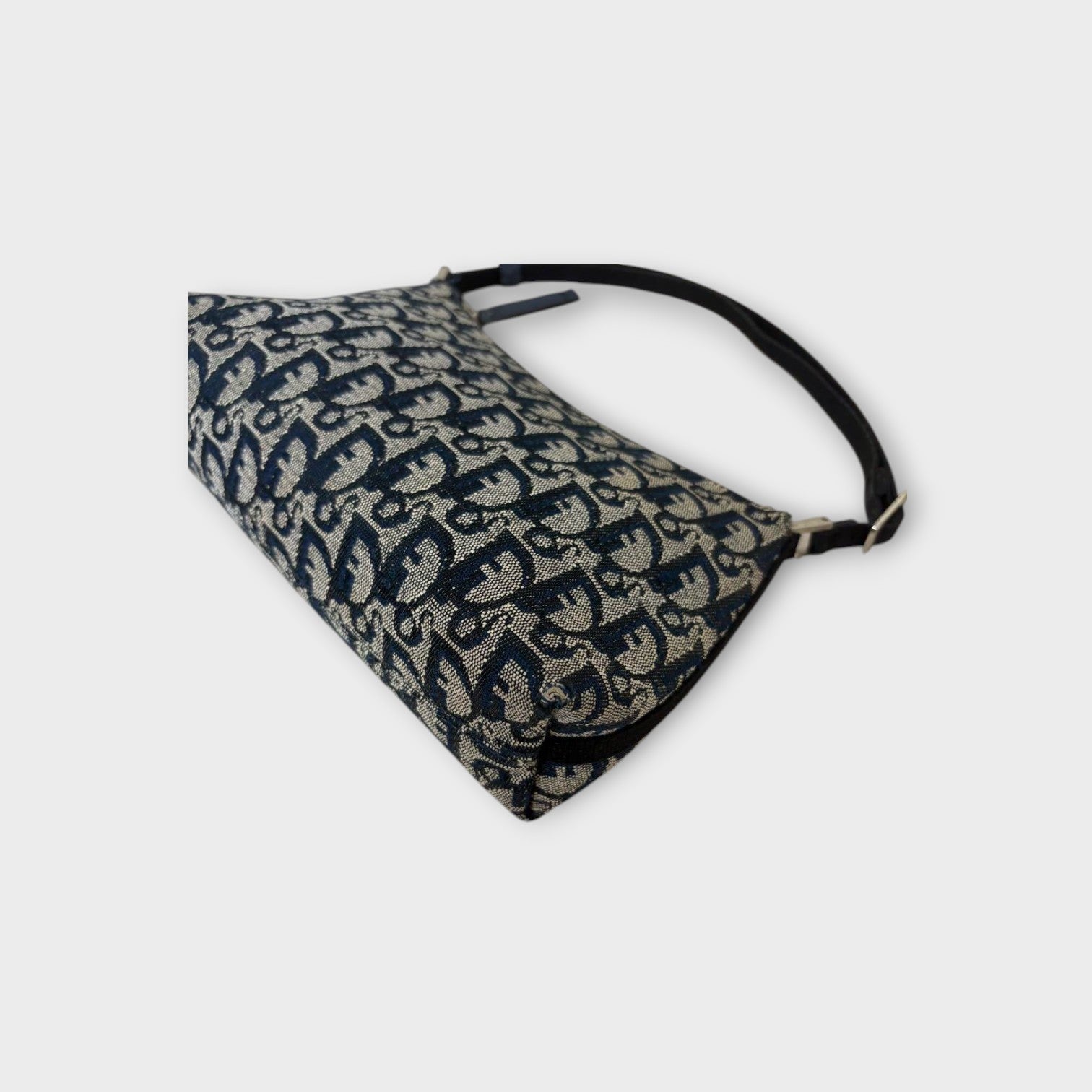 Christian Dior Trotter Accessory Pouch Shoulder Bag Navy Canvas Leather 【B】