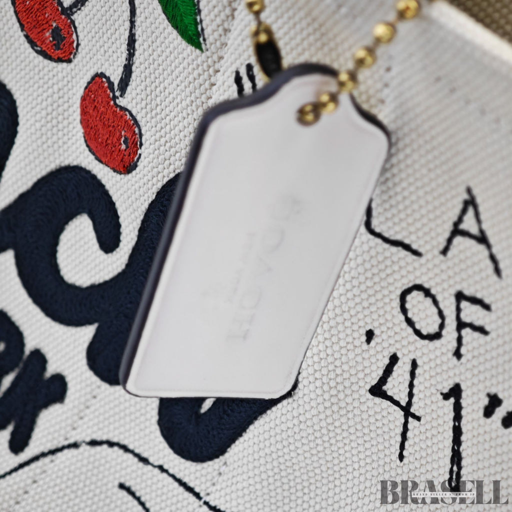 COACH Cargo Tote Bag Sketch Print New York 2-Way Shoulder Bag White