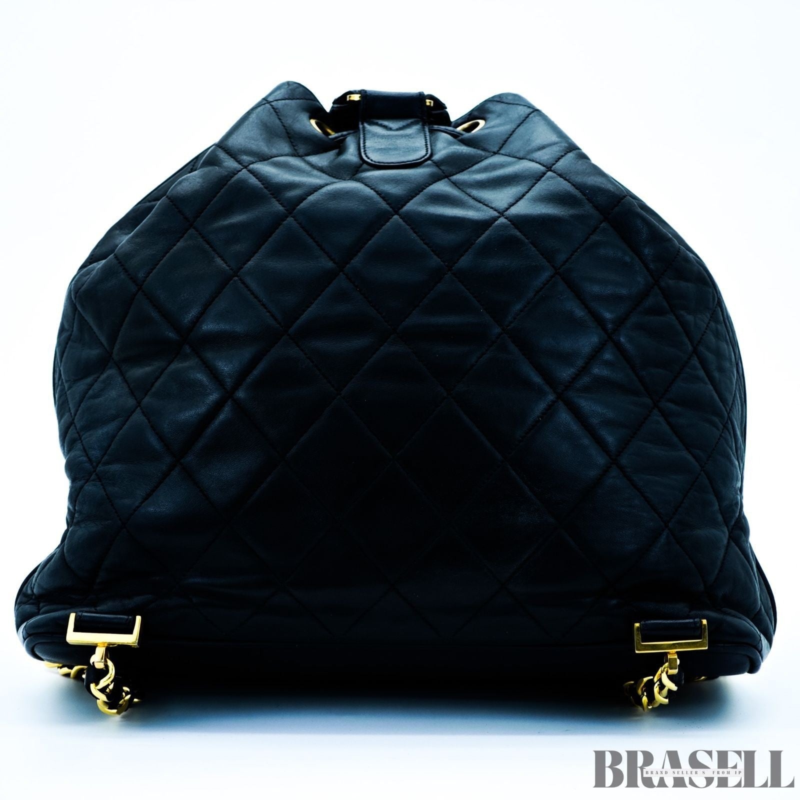 Chanel Vintage Matelassé Drawstring Backpack Rucksack Bag Black Women