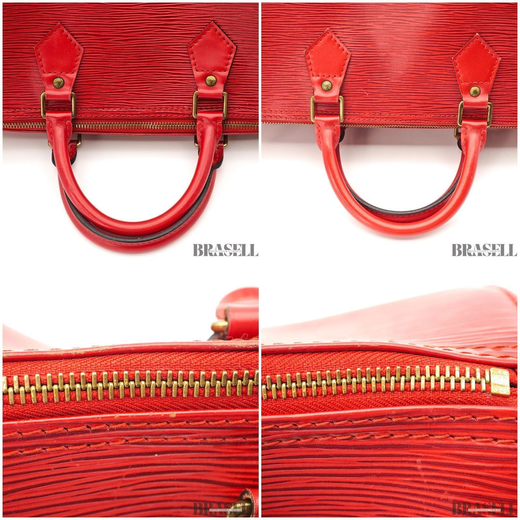 Louis Vuitton Epi Leather Speedy 30 Red Vintage Handbag Mini Boston Bag Women