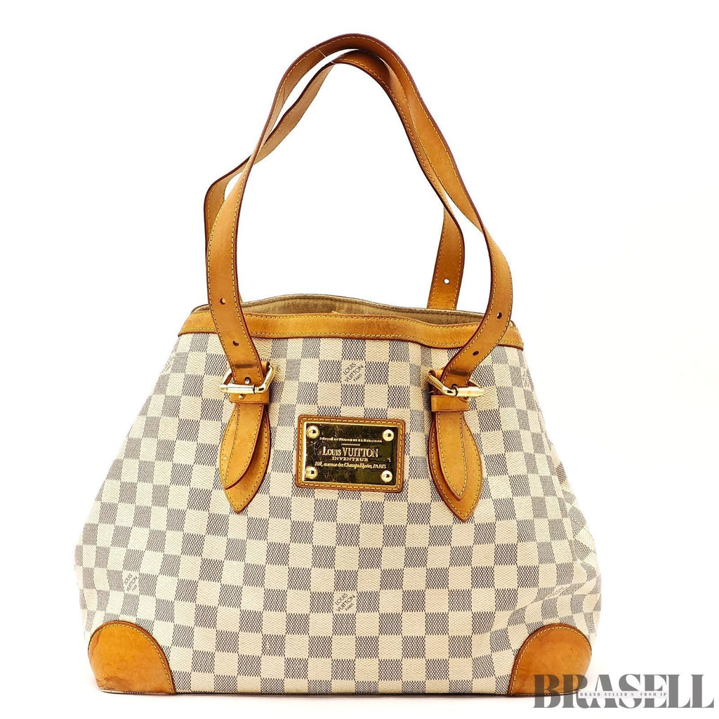 Louis Vuitton Damier Azur Hampstead MM N51206 Tote Bag Large White Brown
