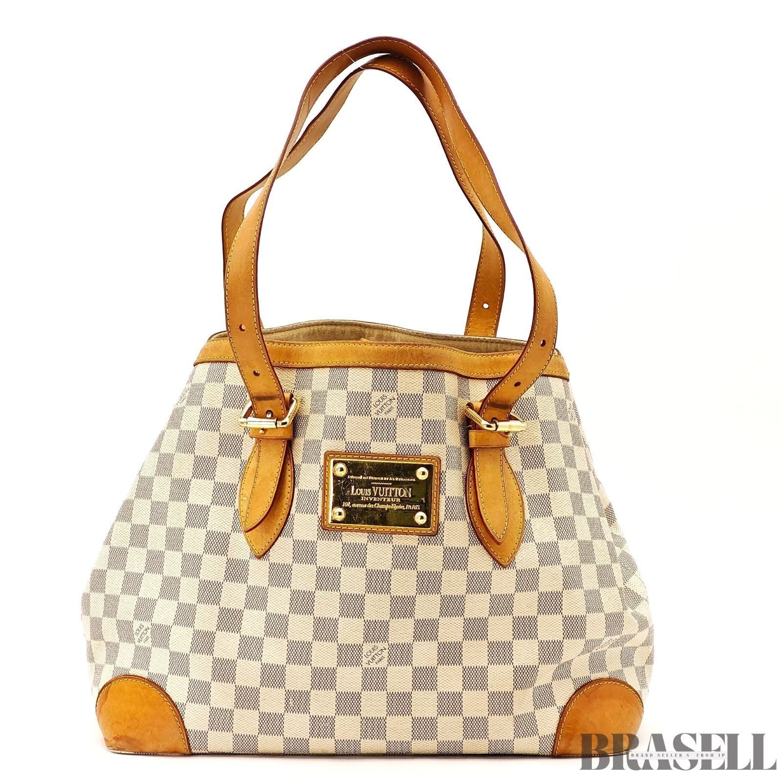 Louis Vuitton Damier Azur Hampstead MM N51206 Tote Bag Large White Brown