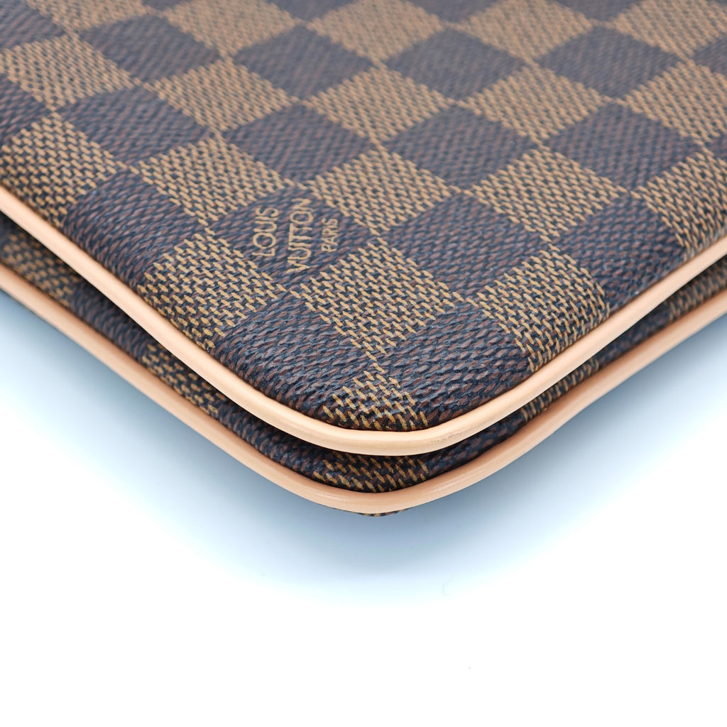 LOUIS VUITTON Damier Double Zip Pochette N60254 Damier Canvas