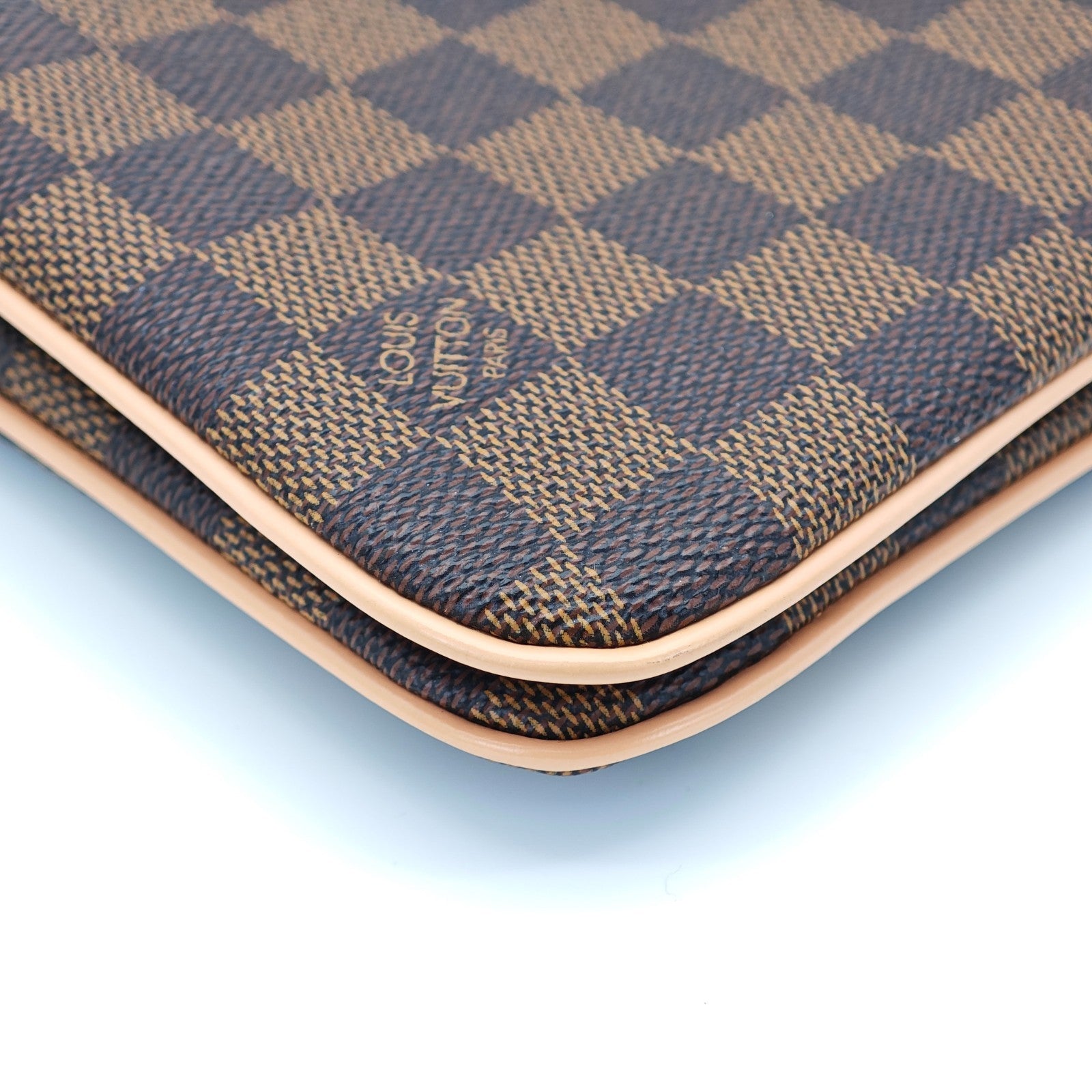 LOUIS VUITTON Damier Double Zip Pochette N60254 Damier Canvas