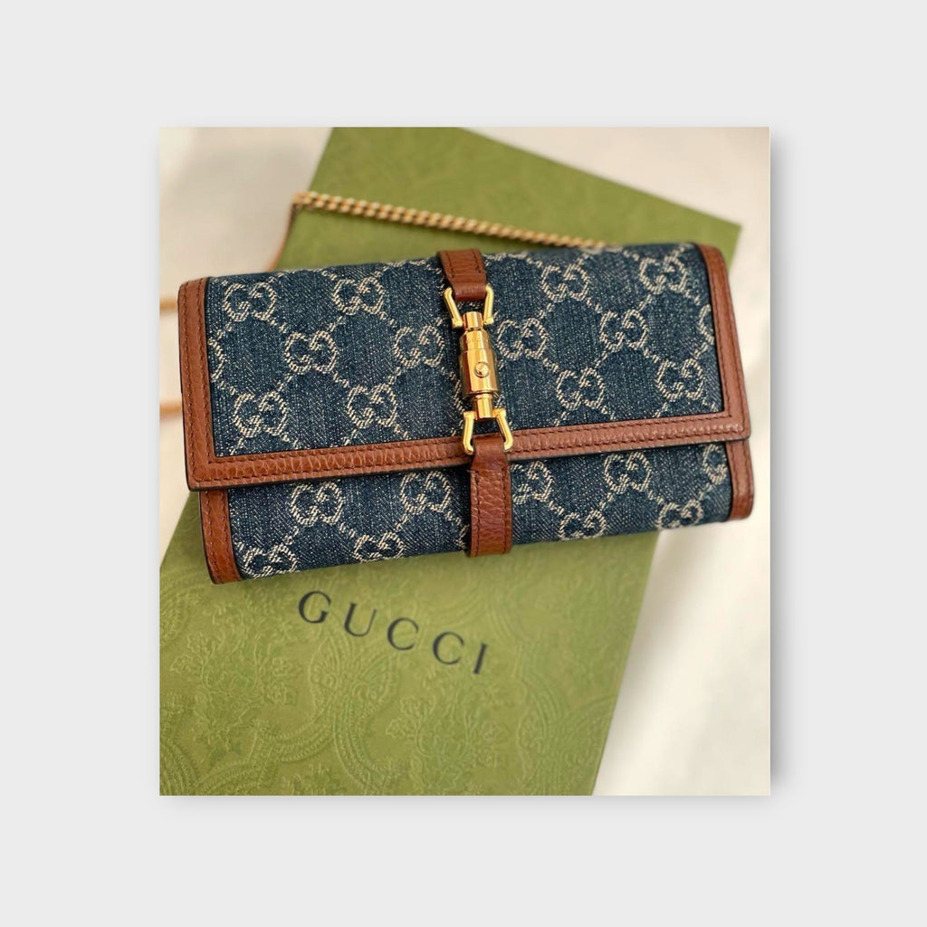 GUCCI Jackie Chain Wallet 1961 Indigo Blue