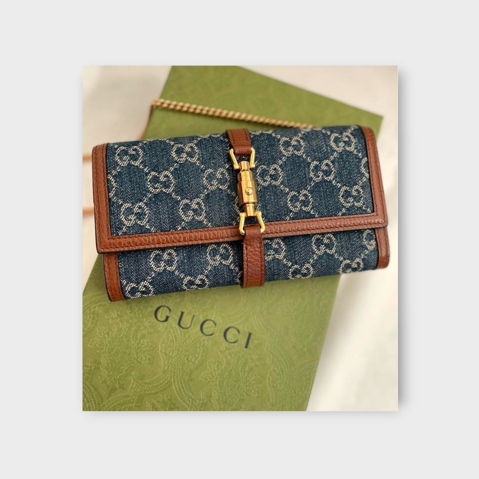 GUCCI Jackie Chain Wallet 1961 Indigo Blue