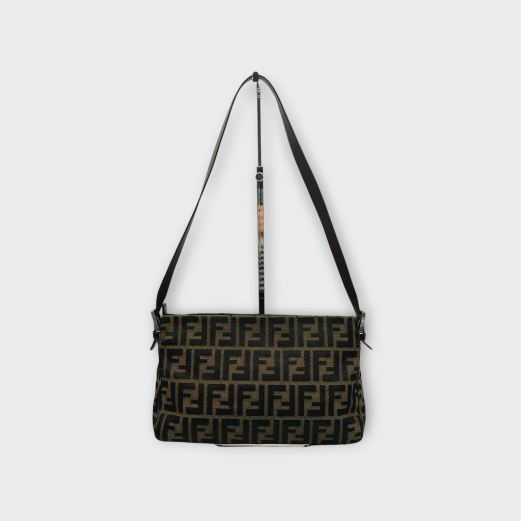Fendi Mamma Baguette Zucca Pattern Shoulder Bag Brown Canvas Leather 【B】