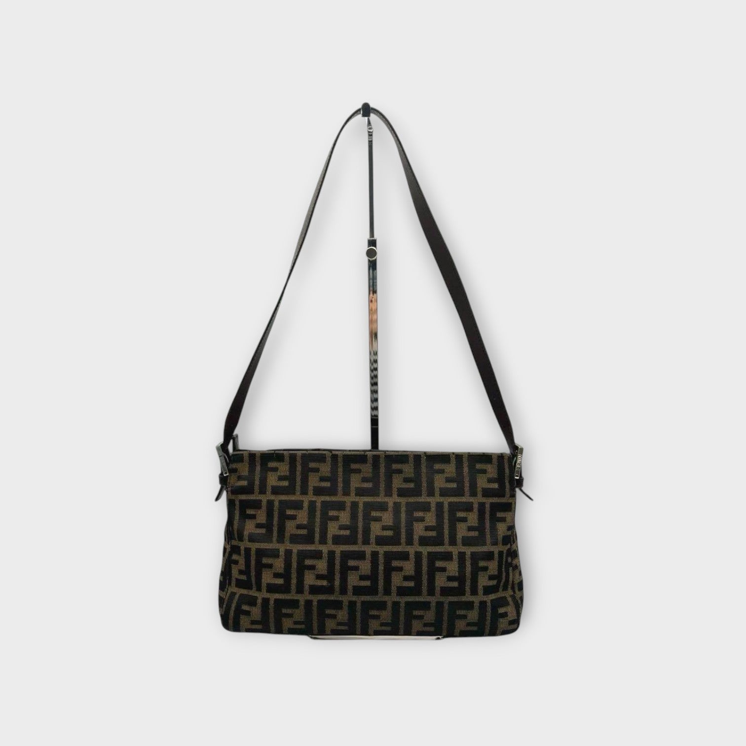 Fendi Mamma Baguette Zucca Pattern Shoulder Bag Brown Canvas Leather 【B】