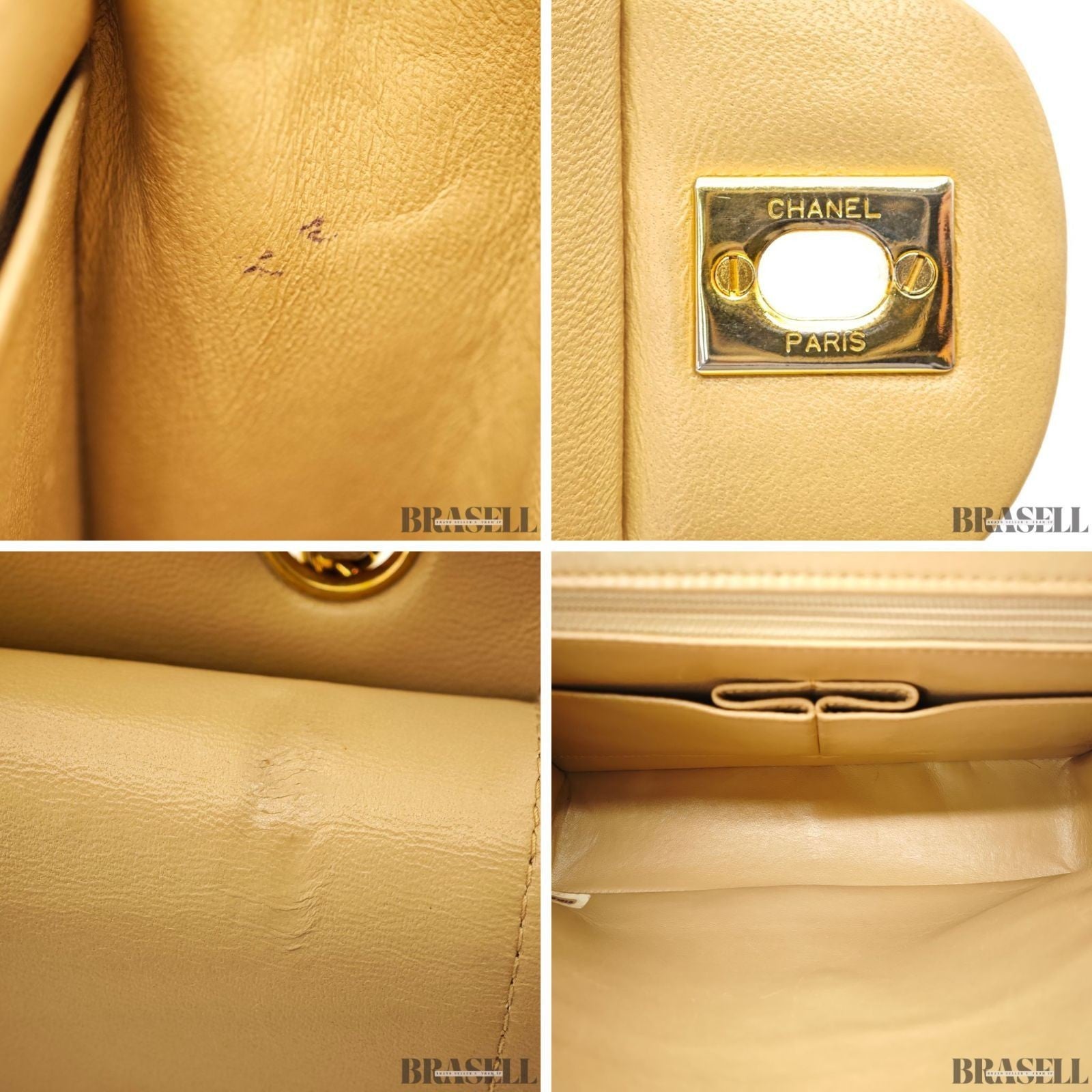 CHANEL Matelasse 25 Double Flap Lambskin 2-Way Shoulder Bag Beige Women's