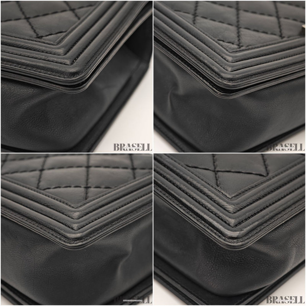 CHANEL Boy Chanel Flap Chain Shoulder Bag Black With Box Dust Bag Women