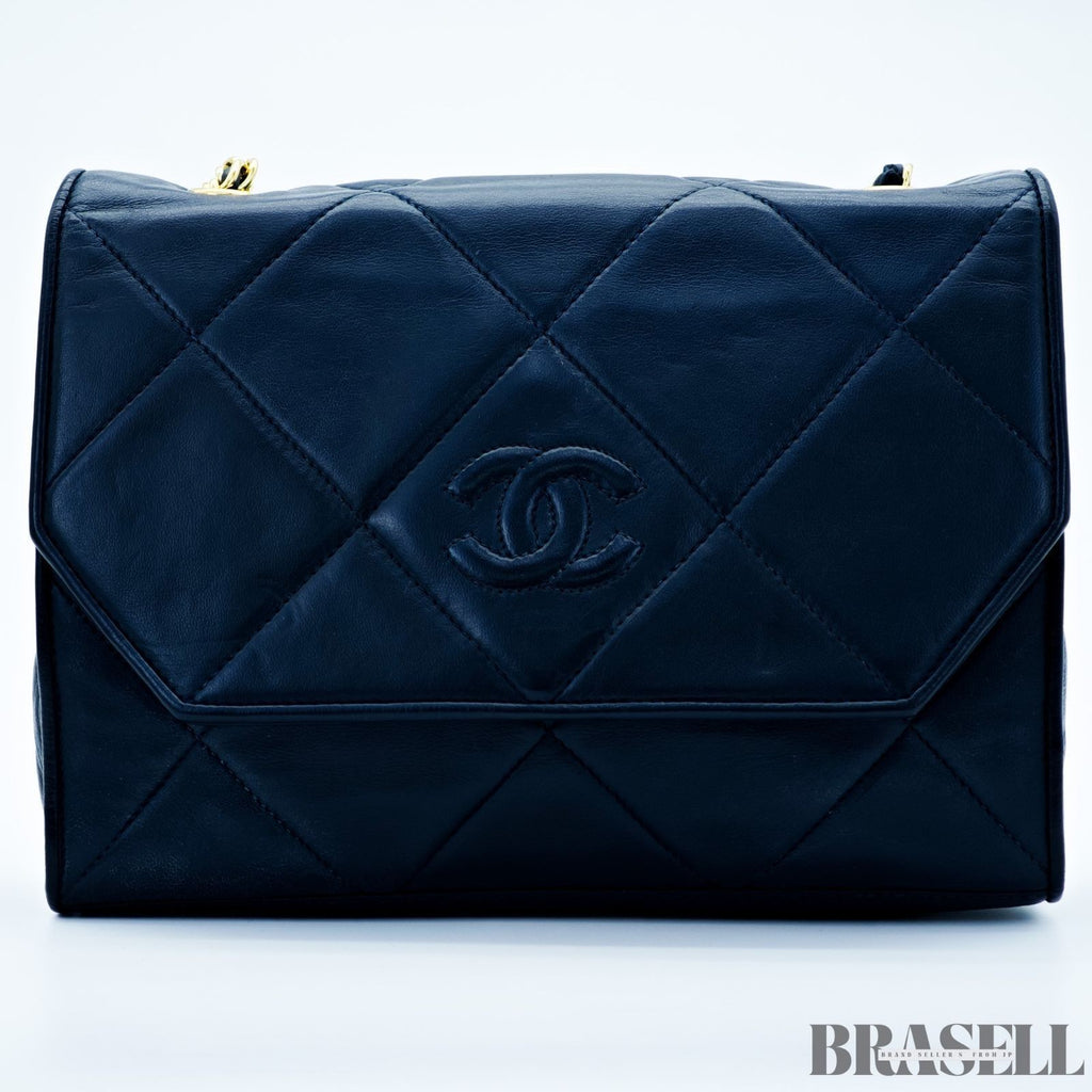 Chanel Matelassé Lambskin Chain Shoulder Coco Mark Flap Small Black Women
